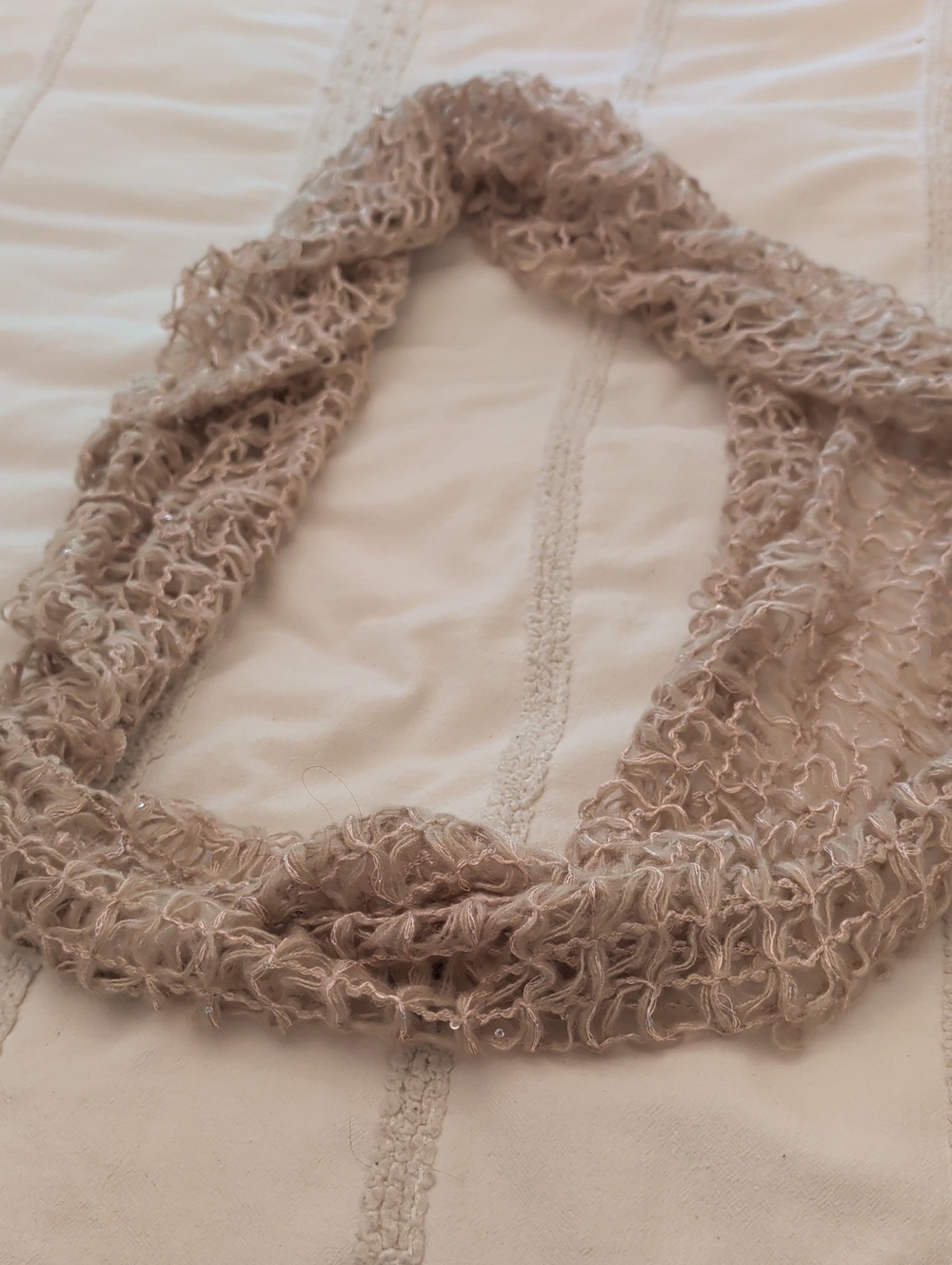 Neutral Beige and Pink Loop Scarf - Lightweight Womens Accessory